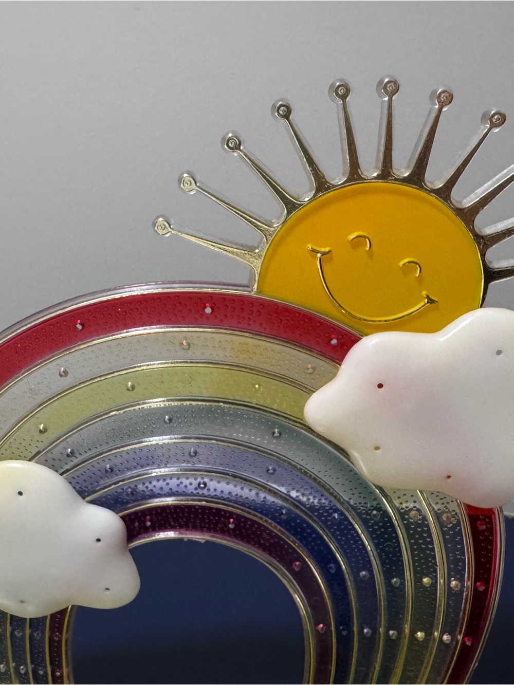 Smiling Sun Rainbow Wall 1980s vintage acrylic jewelry organizer 80s  teen decor